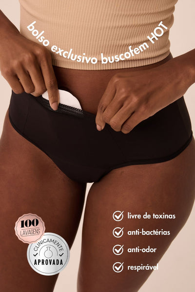 calcinha absorvente: pantys + Buscofem Hot