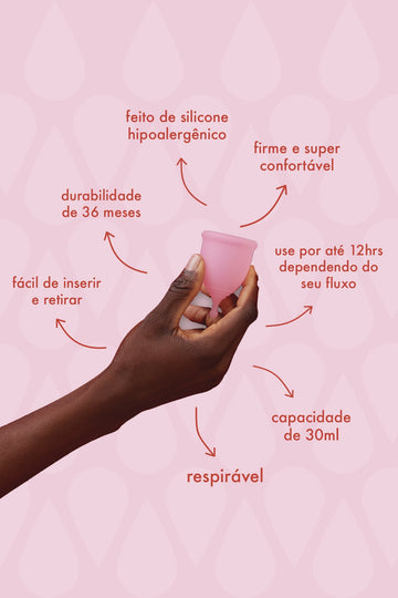 kit coletor menstrual + 2 calcinhas absorventes fluxo moderado xodó