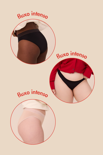 kit 3 pantys fluxo intenso - modelo slim e cozy