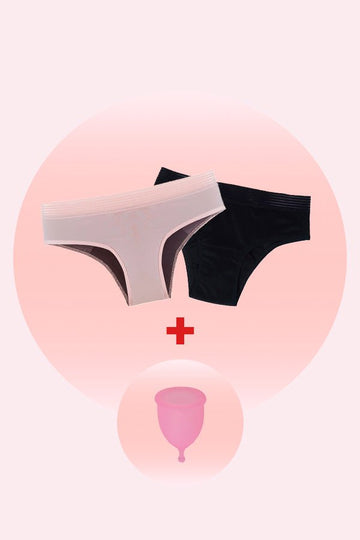 kit coletor menstrual + 2 calcinhas absorventes fluxo moderado - 2 unidades clássica + 1 cupy - pantys calcinhaabsorvente calcinhamenstrual
