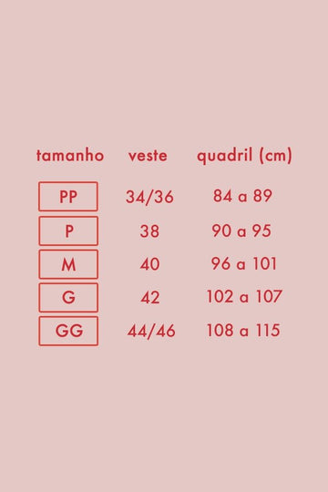 tabela de tamanhos maiô absorvente reutilizável para fluxo leve